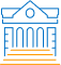Bank Building Icon Blue and orange icon of a bank building