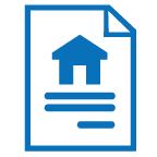Blue document with a home icon 